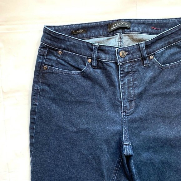 Talbots Flawless Five-Pocket Jeans Women 6 Bootcut Curvy Stretch Dark Blue Denim - Picture 4 of 10